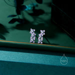 Hand Painted Enamel Hydrangea Flower Bouquet Stud Earrings in Sterling Silver, Available in Three Colours, Enamel Flower Earrings