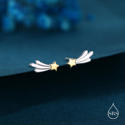 Tiny Shooting Star Stud Earrings in Sterling Silver - Star Stud, Small Star Stud, Celestial Jewellery