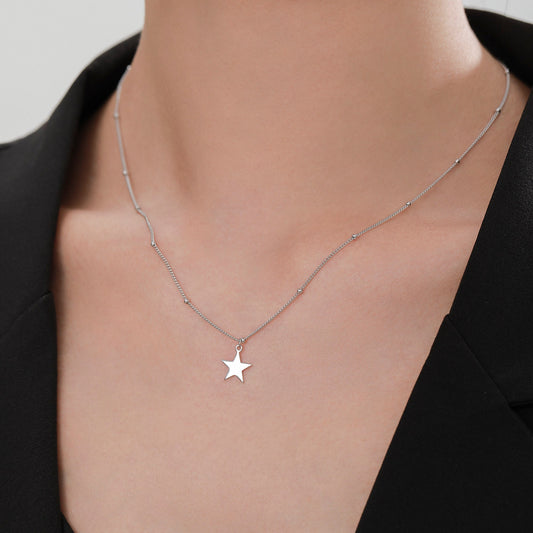 Delicate Star Pendant Necklace in Sterling Silver with a Satellite Chain, Silver or Gold or Rose Gold, Tiny Star Necklace