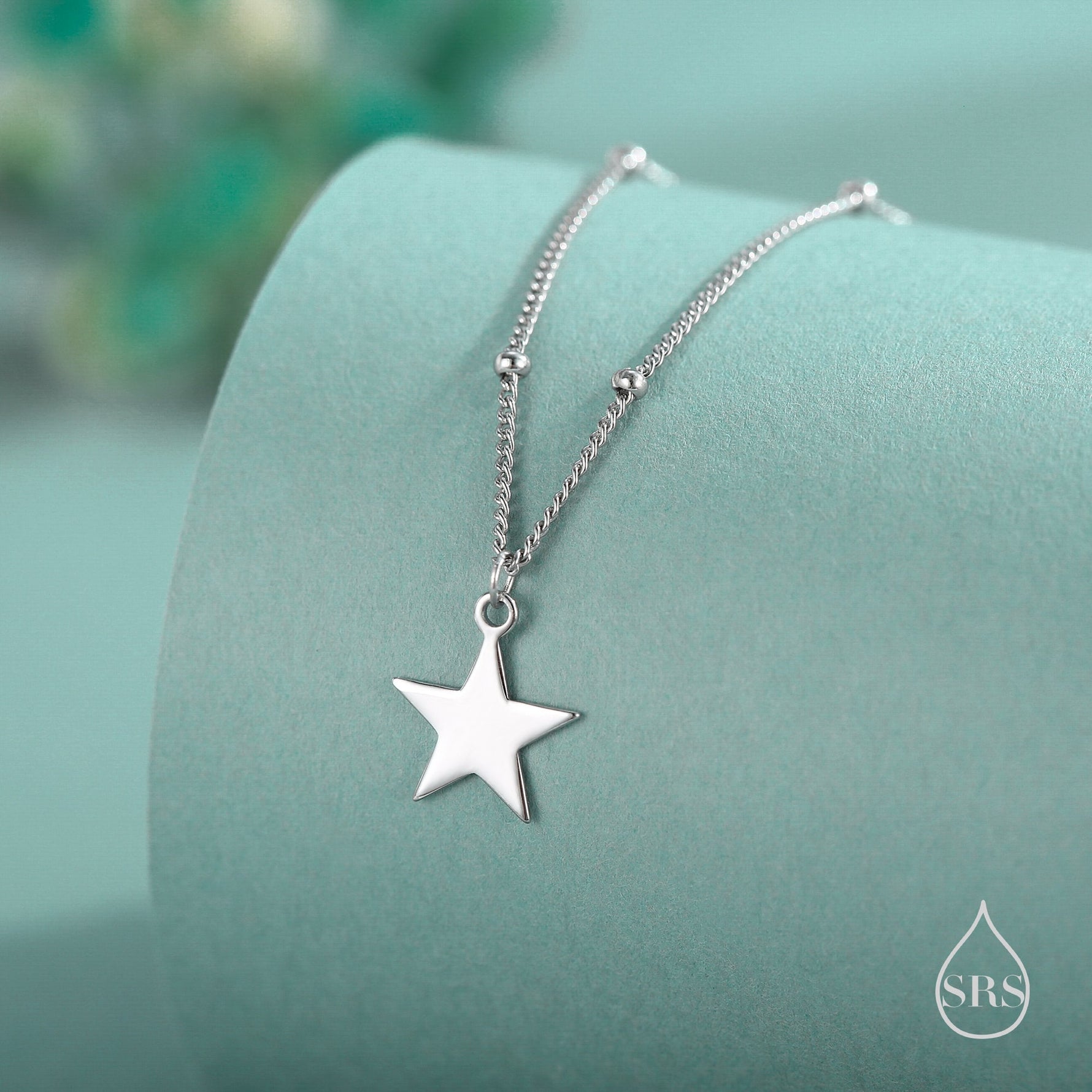 Delicate Star Pendant Necklace in Sterling Silver with a Satellite Chain, Silver or Gold or Rose Gold, Tiny Star Necklace