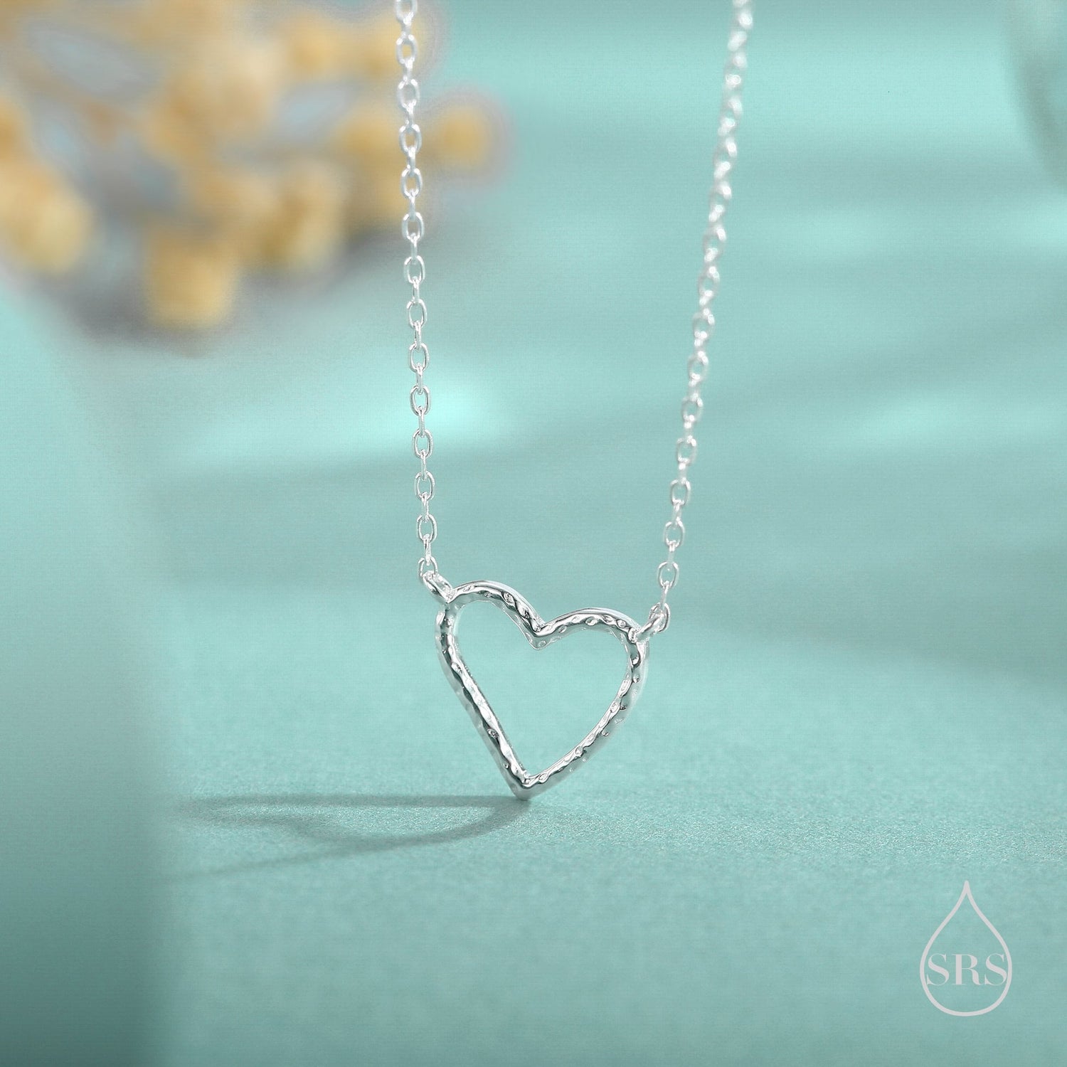 Hammered Open Heart Charm Necklace