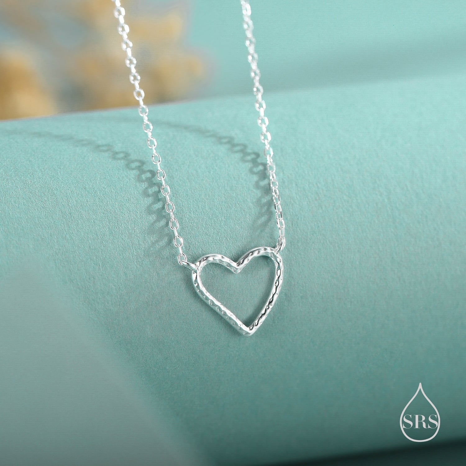 Hammered Open Heart Charm Necklace
