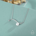 Freshwater Pearl Wave Charm Necklace