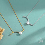 Freshwater Pearl Wave Charm Necklace