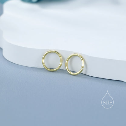 Most Minimalist 6mm Inner Diameter Open Hoops, 0.9mm Thick, Silver Gold or Rose Gold, Open Hoops