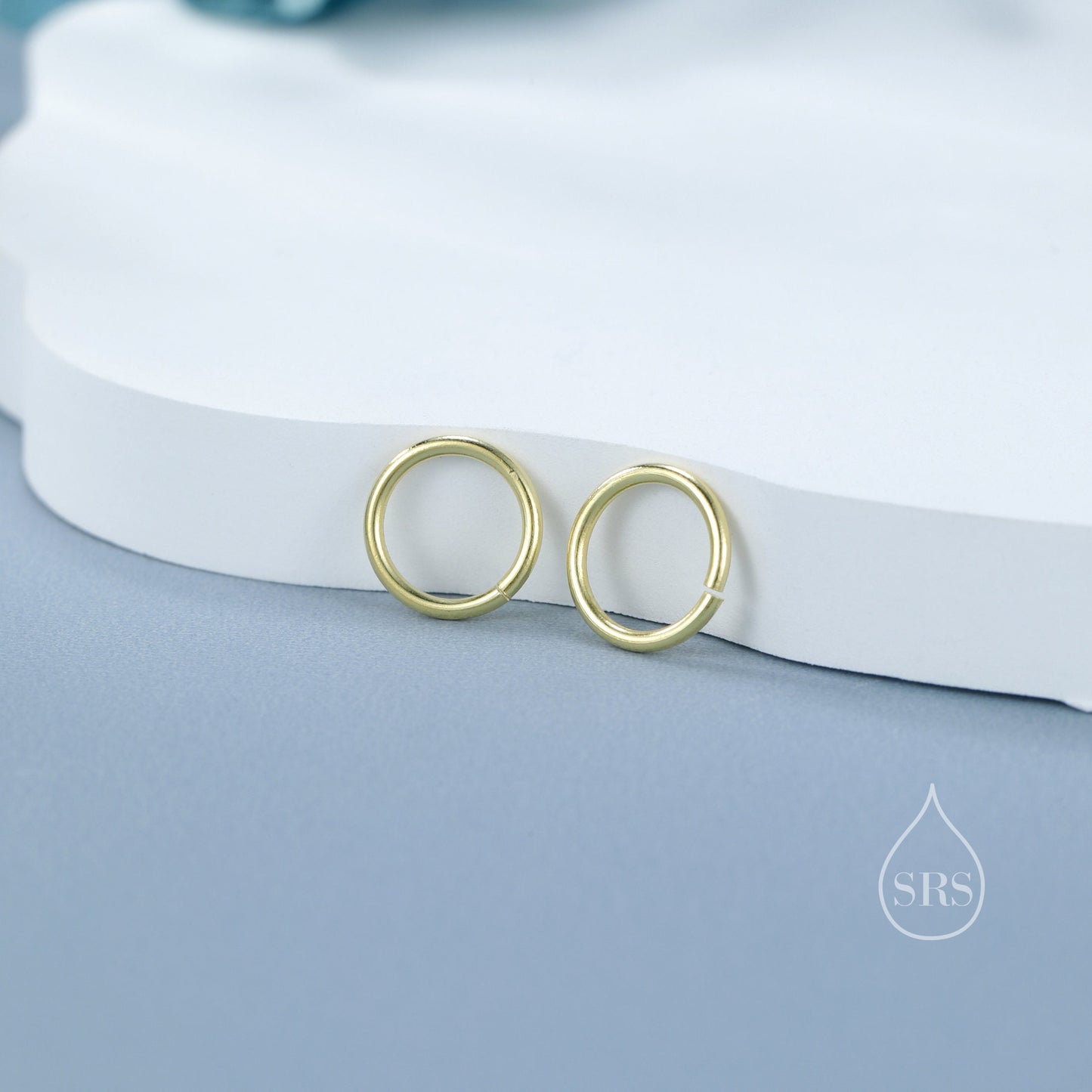Most Minimalist 8mm Inner Diameter Open Hoops, 0.9mm Thick, Silver Gold or Rose Gold, Open Hoops