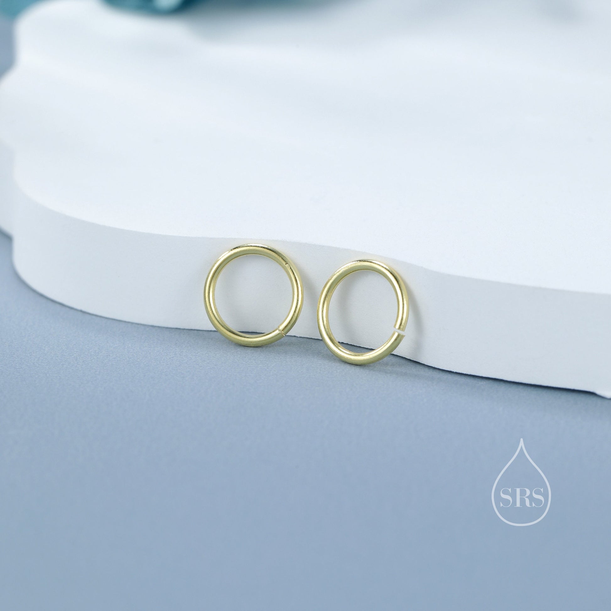 Most Minimalist 8mm Inner Diameter Open Hoops, 0.9mm Thick, Silver Gold or Rose Gold, Open Hoops
