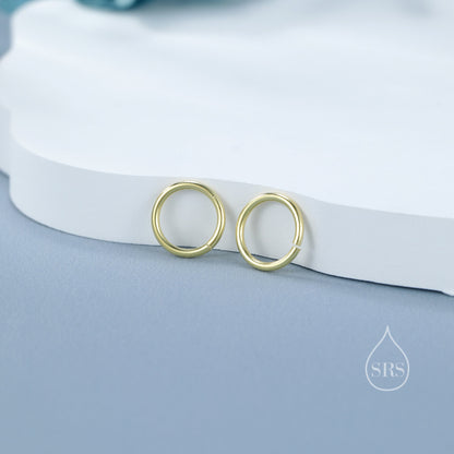Most Minimalist 8mm Inner Diameter Open Hoops, 0.9mm Thick, Silver Gold or Rose Gold, Open Hoops