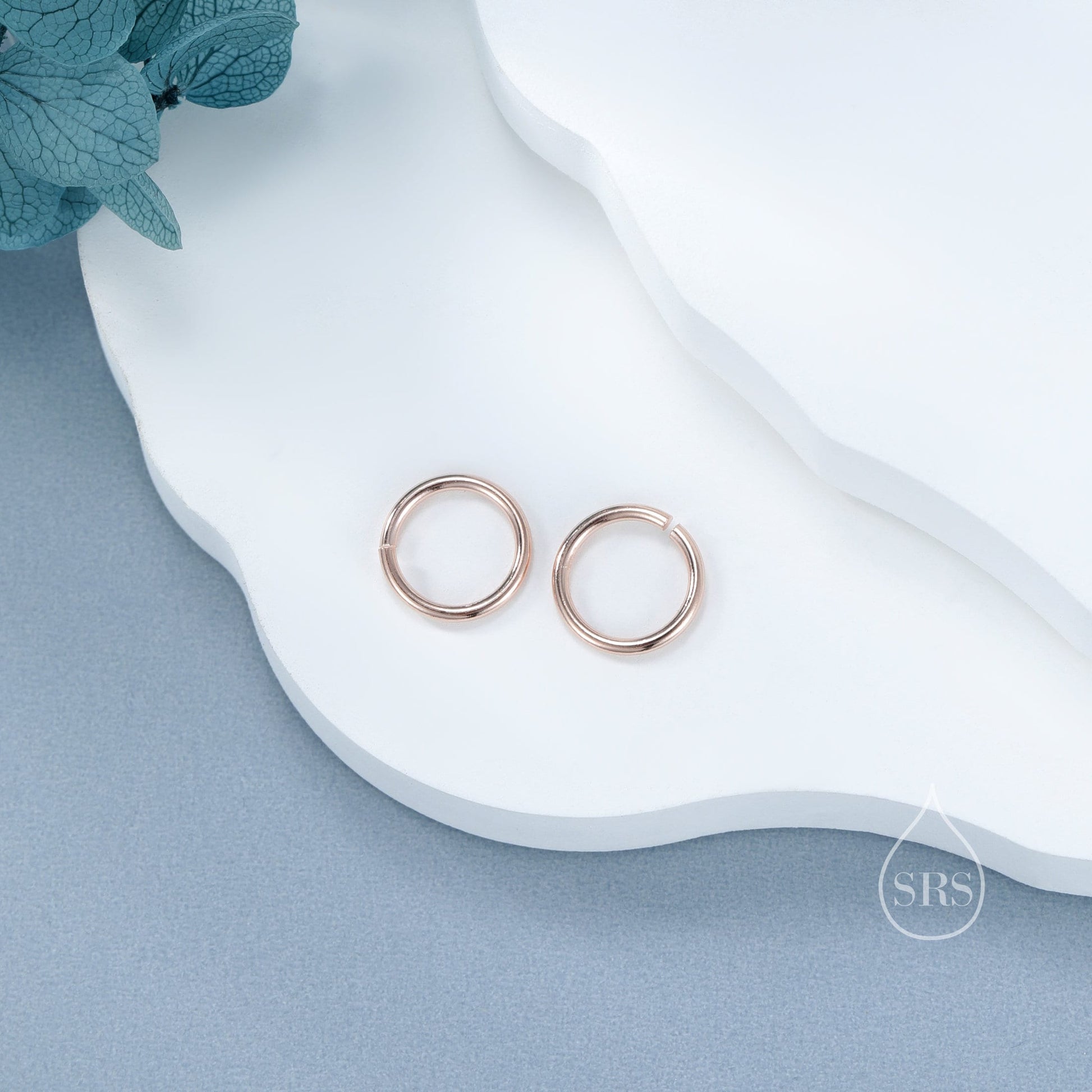 Most Minimalist 8mm Inner Diameter Open Hoops, 0.9mm Thick, Silver Gold or Rose Gold, Open Hoops