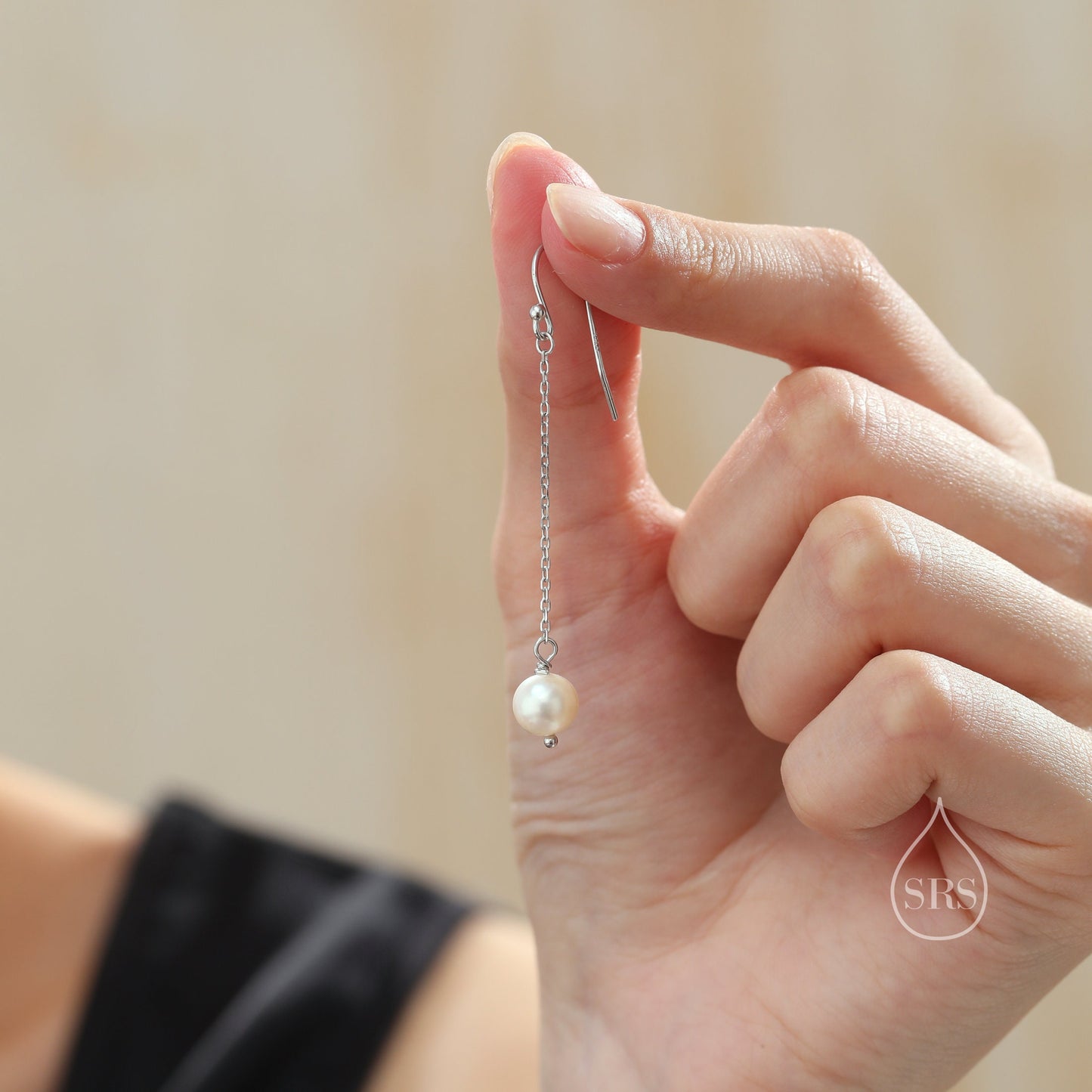 Genuine Freshwater Pearl Drop Hook Earrings in Sterling Silver, Silver or Gold, Irregular Shape Natural Pearl Long Dangle Earrings