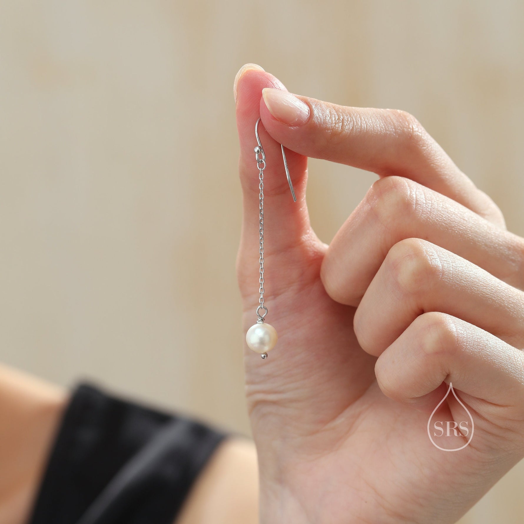 Genuine Freshwater Pearl Drop Hook Earrings in Sterling Silver, Silver or Gold, Irregular Shape Natural Pearl Long Dangle Earrings