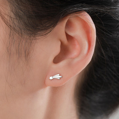 Tiny Shooting Star Stud Earrings in Sterling Silver - Star Stud, Small Star Stud, Celestial Jewellery