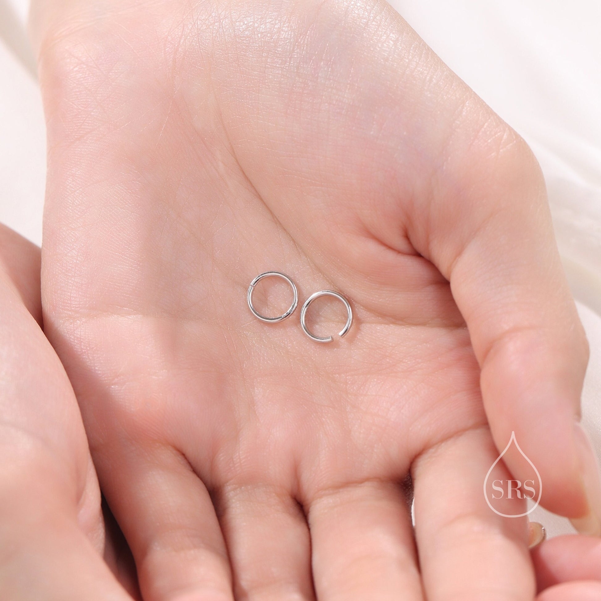 Most Minimalist 8mm Inner Diameter Open Hoops, 0.9mm Thick, Silver Gold or Rose Gold, Open Hoops