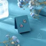 Purple CZ Droplet 16G Internally Threaded Flat Back Earrings in Sterling Silver