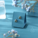 Emerald Green CZ Droplet Internally Threaded Flat Back/ Screw Back / Stud Earrings in Sterling Silver, Silver or Gold or Rose Gold,