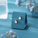 Tiny CZ Droplet 16G Internally Threaded Flat Back Earrings in Sterling Silver