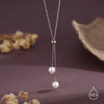 Genuine Pearl Lariat Necklace in Sterling Silver, Silver or Gold , Y Shape, Slider Necklace, Genuine Freshwater Pearls, Pearl Necklace