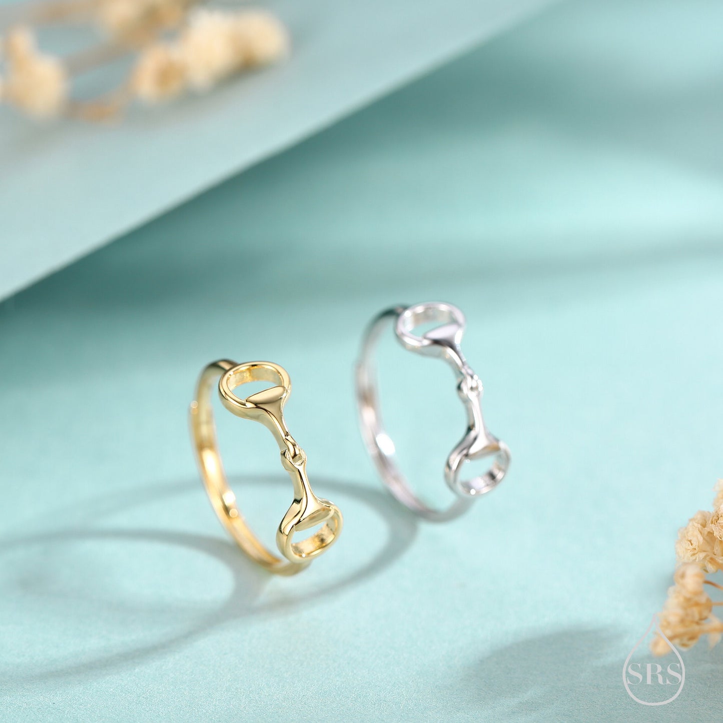 Sterling Silver Snaffle Bit Ring, Silver or Gold, Adjustable Size Snaffle Ring, Small Equestrian Snaffle Bit Ring, Horse Snaffle Bit Ring