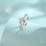 Sterling Silver Paw Print Ring, Adjustable Size Paw Print Ring, Small Pet Lover Ring, Cat Paw Ring, Dog Paw Ring