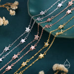Double Layer Star Bracelet in Sterling Silver, Silver or Gold or Rose Gold, Floating Star Bracelet, Silver Star Bracelet, Tiny Star Bracelet