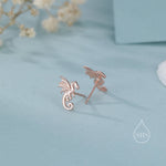 Extra Small Dragon Stud Earrings in Sterling Silver, Silver or Gold or Rose Gold, Sterling Silver Dragon Earrings, Small Dragon Stud