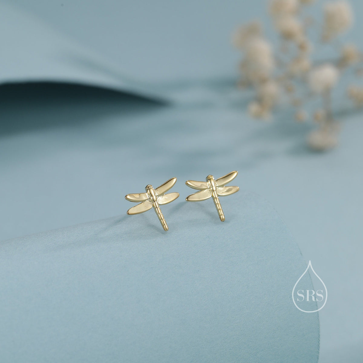 Dragonfly 18G Screw Back Earrings in Sterling Silver, Animal Earrings