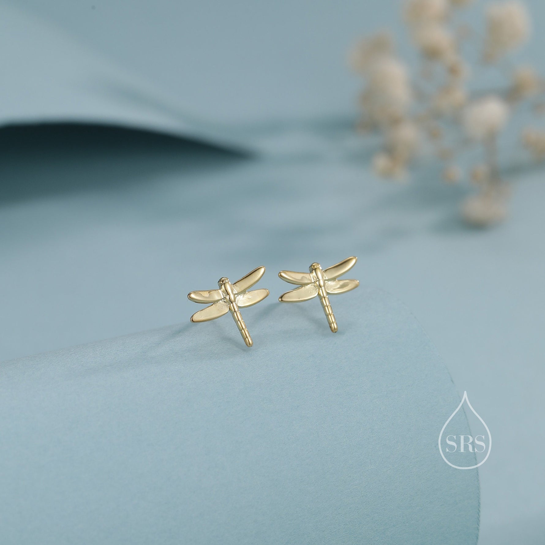 Dragonfly 18G Screw Back Earrings in Sterling Silver, Animal Earrings