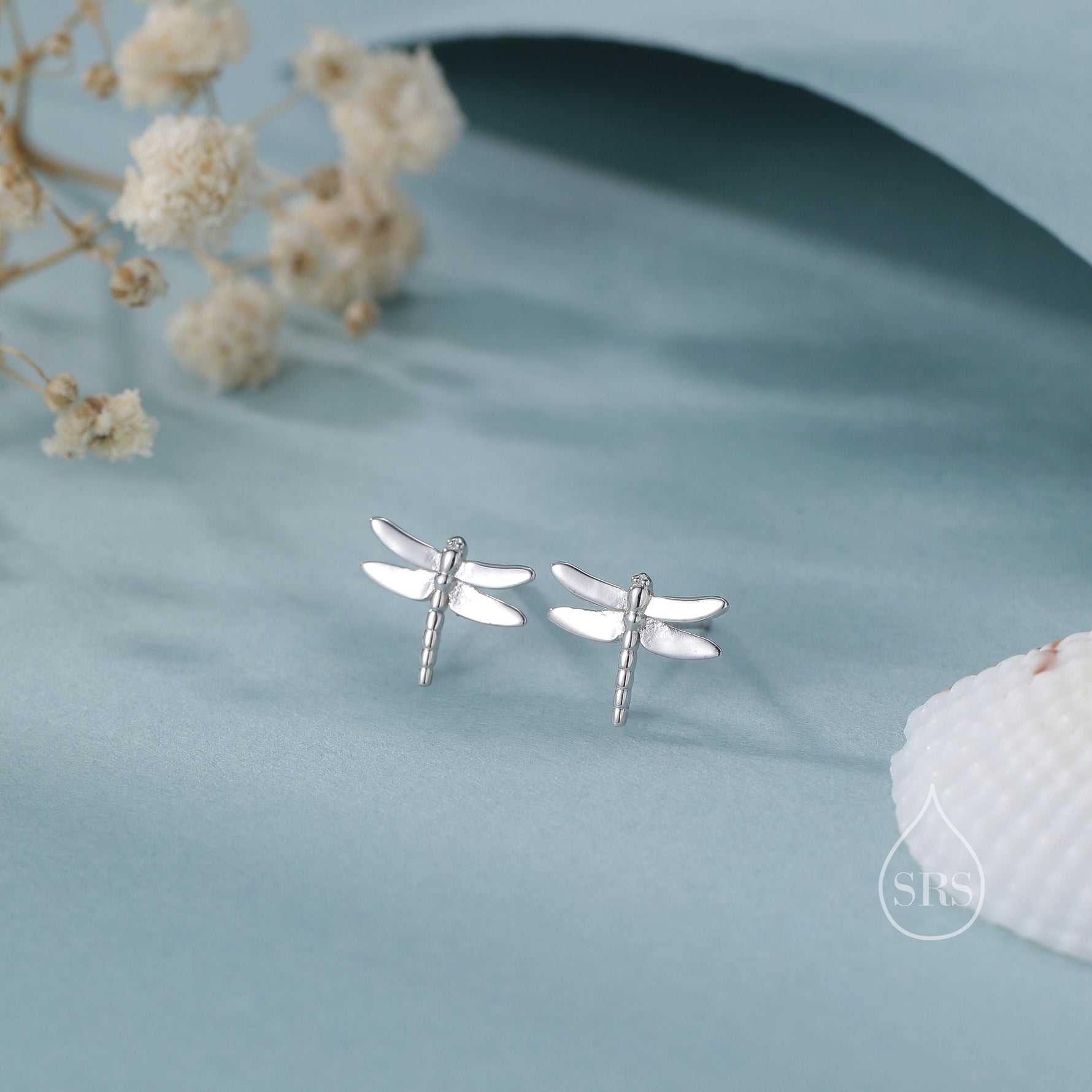 Dragonfly 18G Screw Back Earrings in Sterling Silver, Animal Earrings