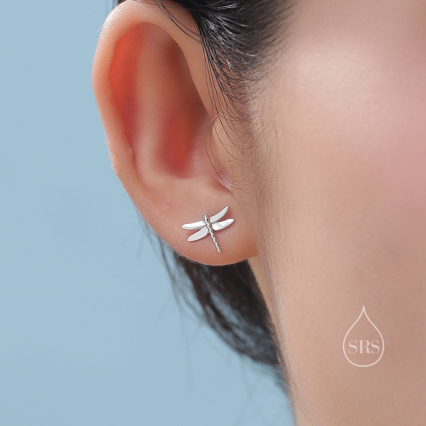 Dragonfly Screw Back / Flat Back / Stud Earrings in Sterling Silver, Cute Fun Quirky Animal Jewellery, Nature Inspired