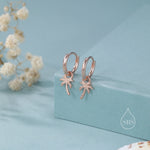 Sterling Silver Palm Tree Huggie Hoops, Silver or Gold or Rose Gold, Detachable Palm Tree Hoop Earrings, Coconut Tree Charm Dangle Earrings,