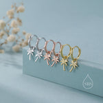 Sterling Silver Palm Tree Huggie Hoops, Silver or Gold or Rose Gold, Detachable Palm Tree Hoop Earrings, Coconut Tree Charm Dangle Earrings,