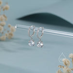 Double Prong Sparkly CZ Huggie Hoop in Sterling Silver, Silver or Gold or Rose Gold, Minimalist Simple Hoop Earrings, CZ Hoops