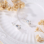 Sterling Silver Delicate Bluebell Flower Drop Stud Earrings, Dainty Dangle Bluebell Flower Earrings, Snowdrop Earrings, Spring Flowers