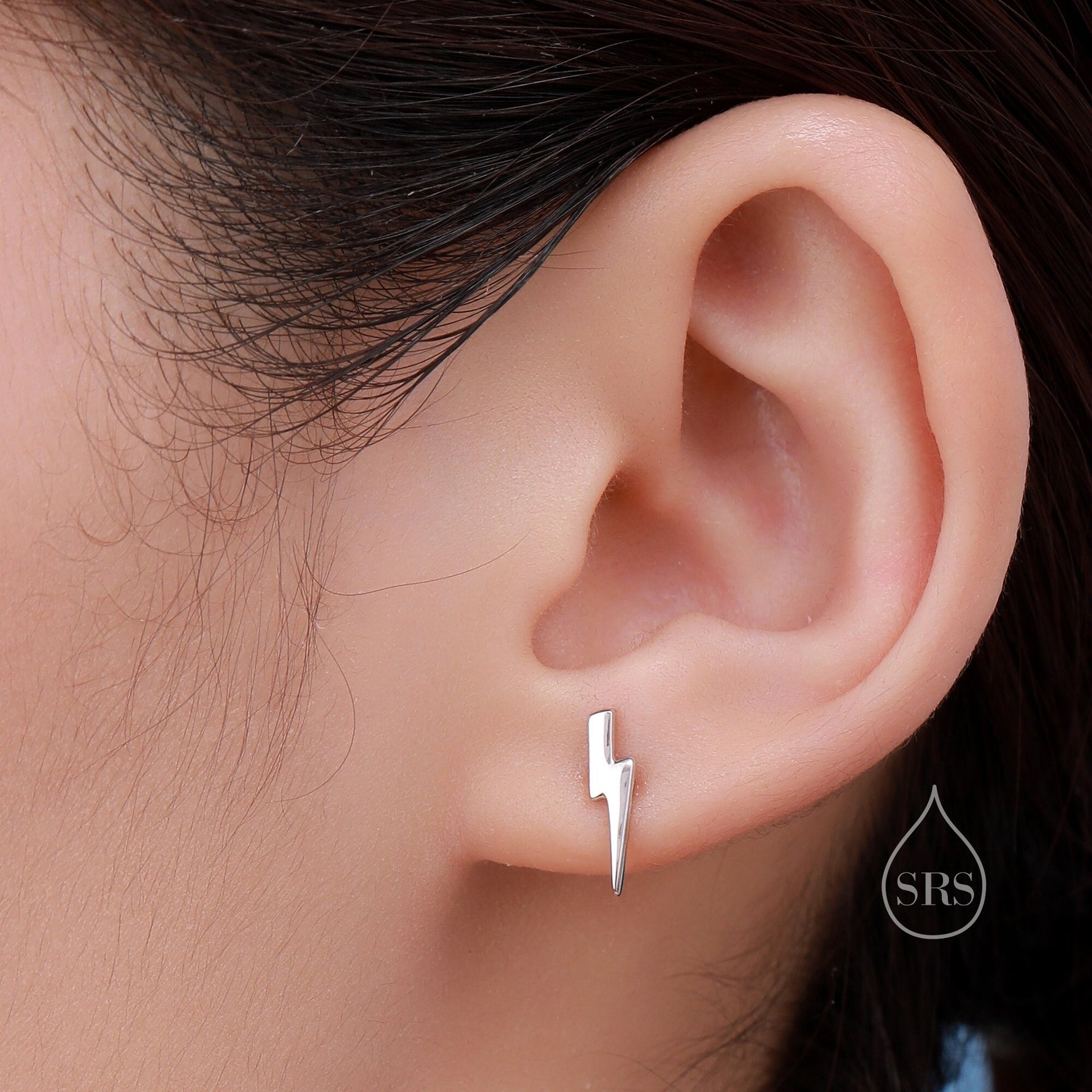 Lightning Bolt Stud Earrings in Sterling Silver, Silver or Gold or Rose Gold, Lightning Bolt Earrings, Minimalist Bolt Stud