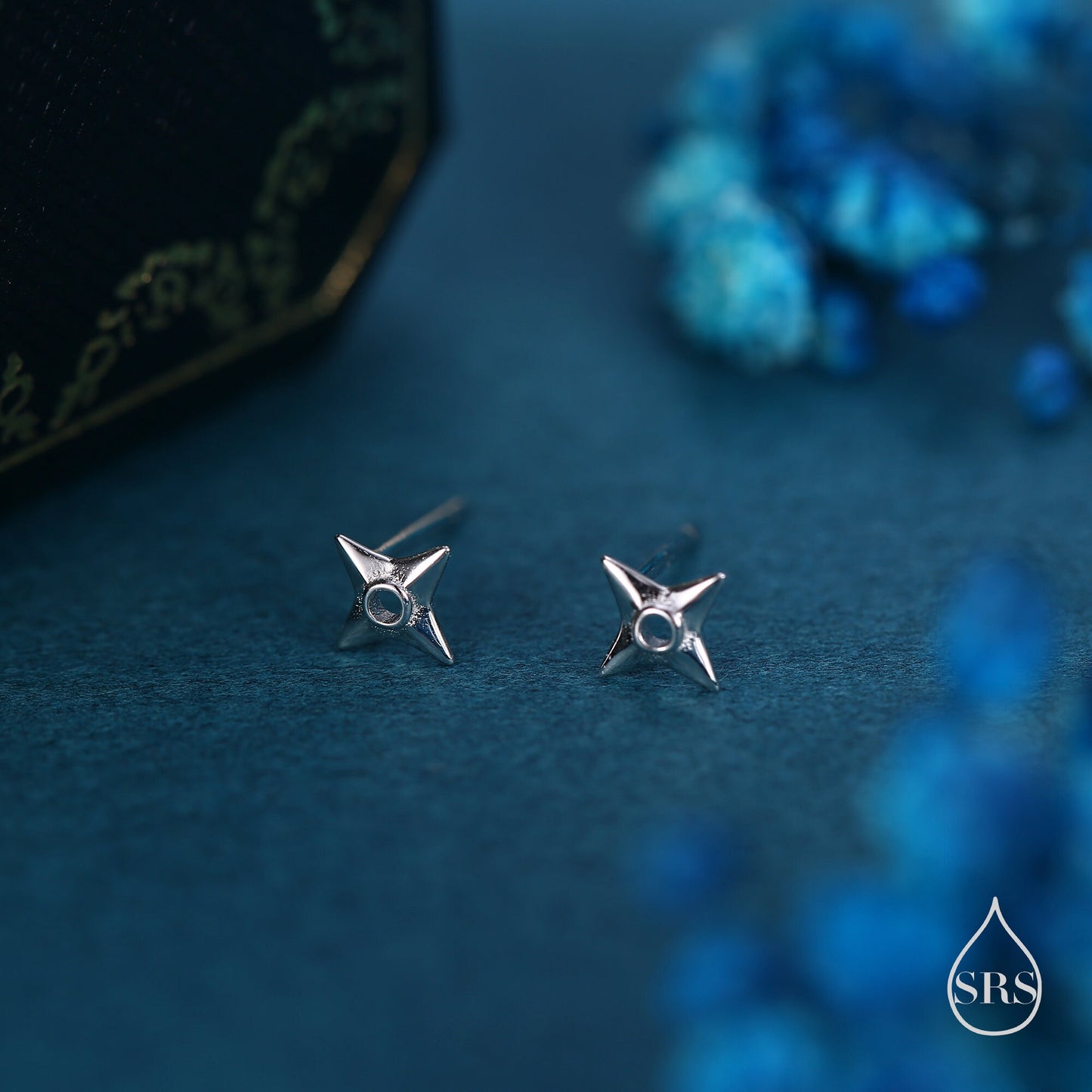 Ninja Shuriken Star Stud Earrings in Sterling Silver, Silver, Gold or Rose Gold, Tiny Ninja Star Stud