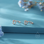 Tiny Open Heart Huggie Hoop Earrings in Sterling Silver, Silver, Gold or Rose Gold, Dainty Little Heart Open Threader, Threader Hoop