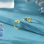 Tiny Open Heart Huggie Hoop Earrings in Sterling Silver, Silver, Gold or Rose Gold, Dainty Little Heart Open Threader, Threader Hoop
