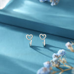 Tiny Open Heart Huggie Hoop Earrings in Sterling Silver, Silver, Gold or Rose Gold, Dainty Little Heart Open Threader, Threader Hoop