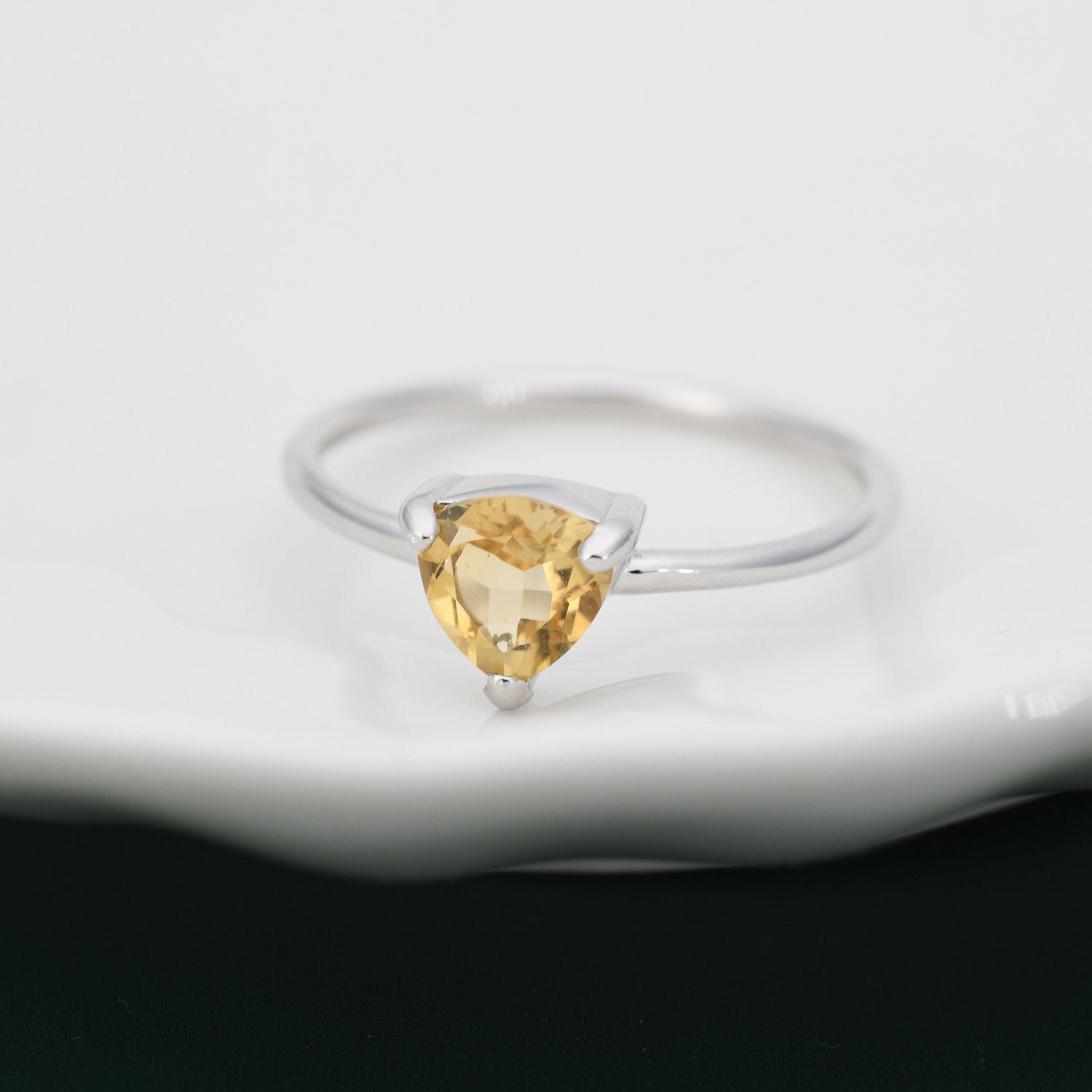 Trillion Cut Citrine Gemstone Ring