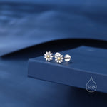 Daisy Internally Threaded Flat Back/ Screw Back /Stud Earrings in Sterling Silver, Flower Barbell Earrings, Daisy Screw Back Earring