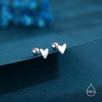 Tiny Heart 18G Screw back (Barbell) Earrings in Sterling Silver
