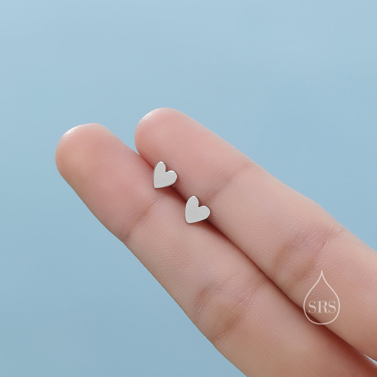 Mini Heart 16G Internally Threaded Flat Back Earrings in Sterling Silver