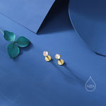Moonstone 16G Internally Threaded Flat Back Earrings in Sterling Silver