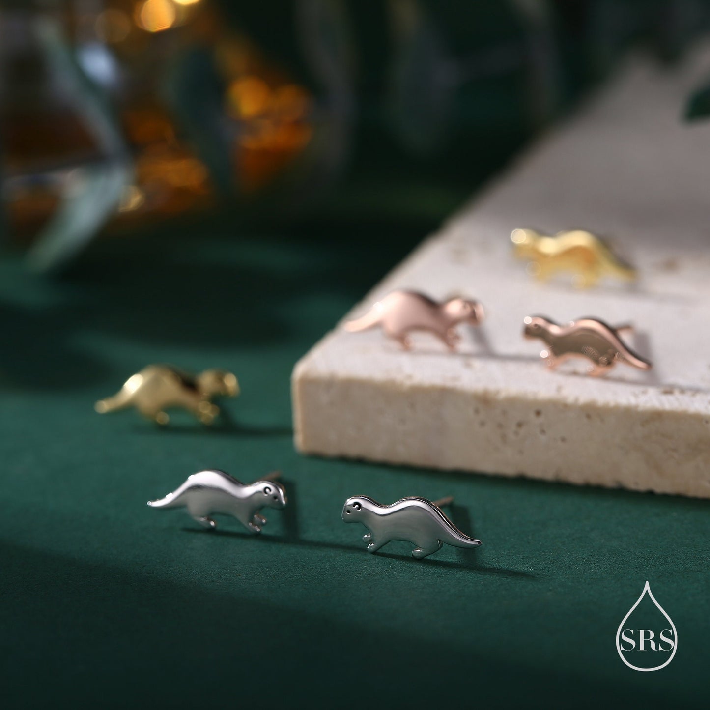 Very Tiny Otter Stud Earrings in Sterling Silver - Silver, Gold or Rose Gold Finish - Cute Animal Earrings -  Fun, Whimsical Earrings