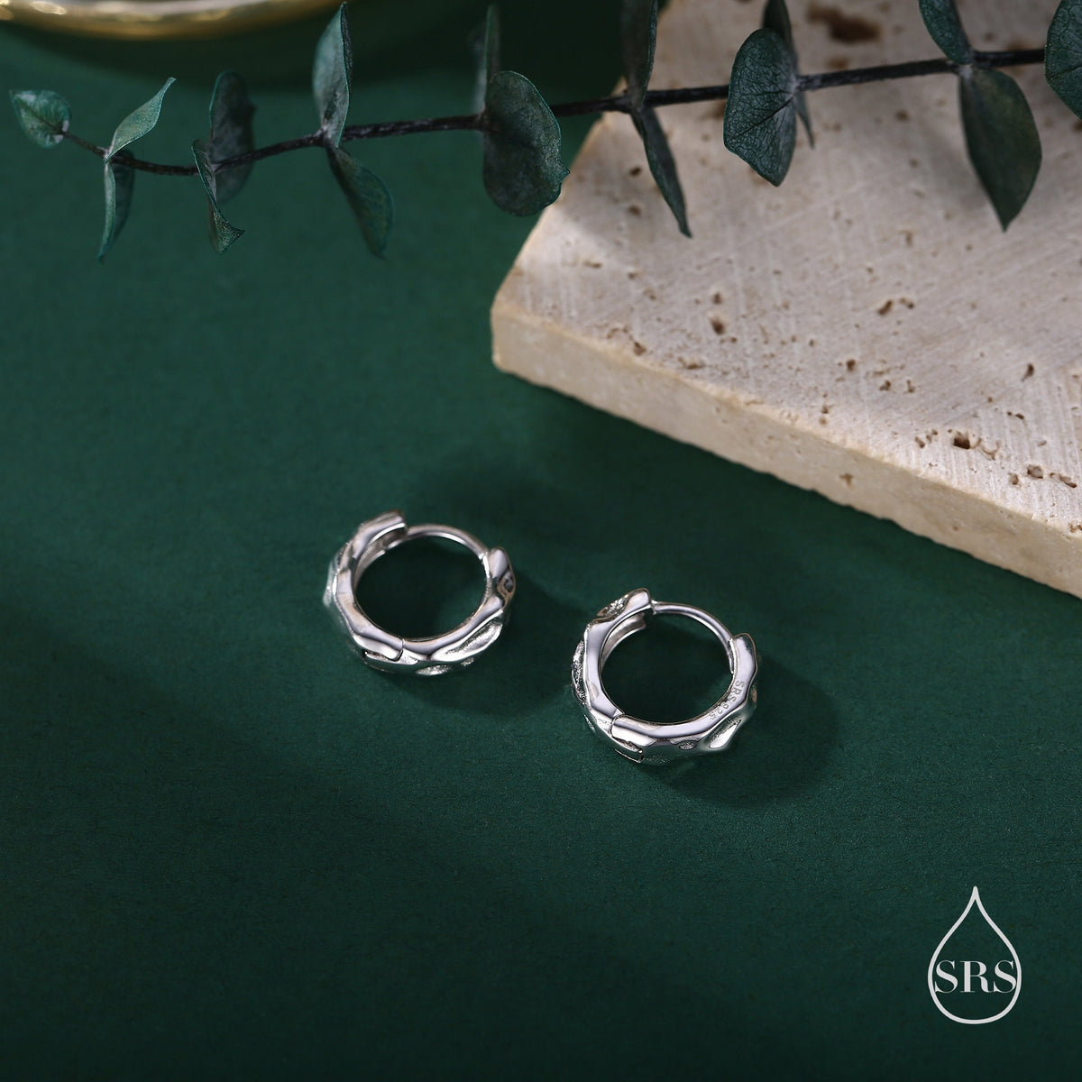 Foil Textured Thick Hoop Earrings, Silver or Gold or Rose Gold, Foil Effect Earrings, Organic Shape Hoops, Hammered Hoops