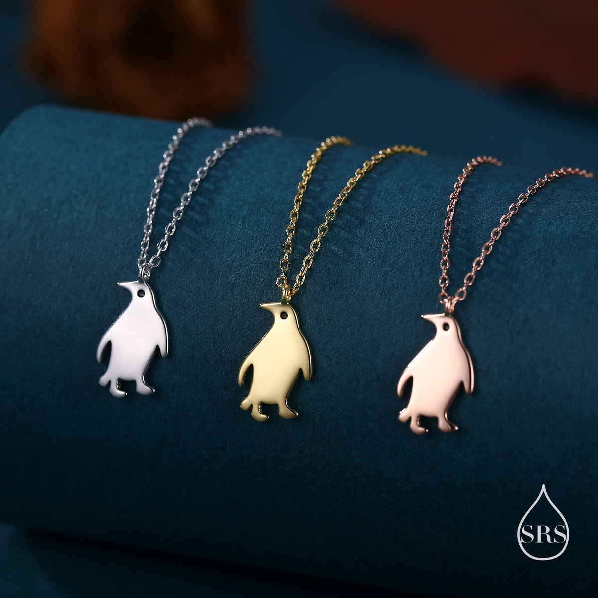 Cute Little Penguin Pendant Necklace in Sterling Silver, Silver or Gold or Rose Gold, Penguin Necklace in Silver, Bird Necklace