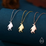 Cute Little Penguin Pendant Necklace in Sterling Silver, Silver or Gold or Rose Gold, Penguin Necklace in Silver, Bird Necklace