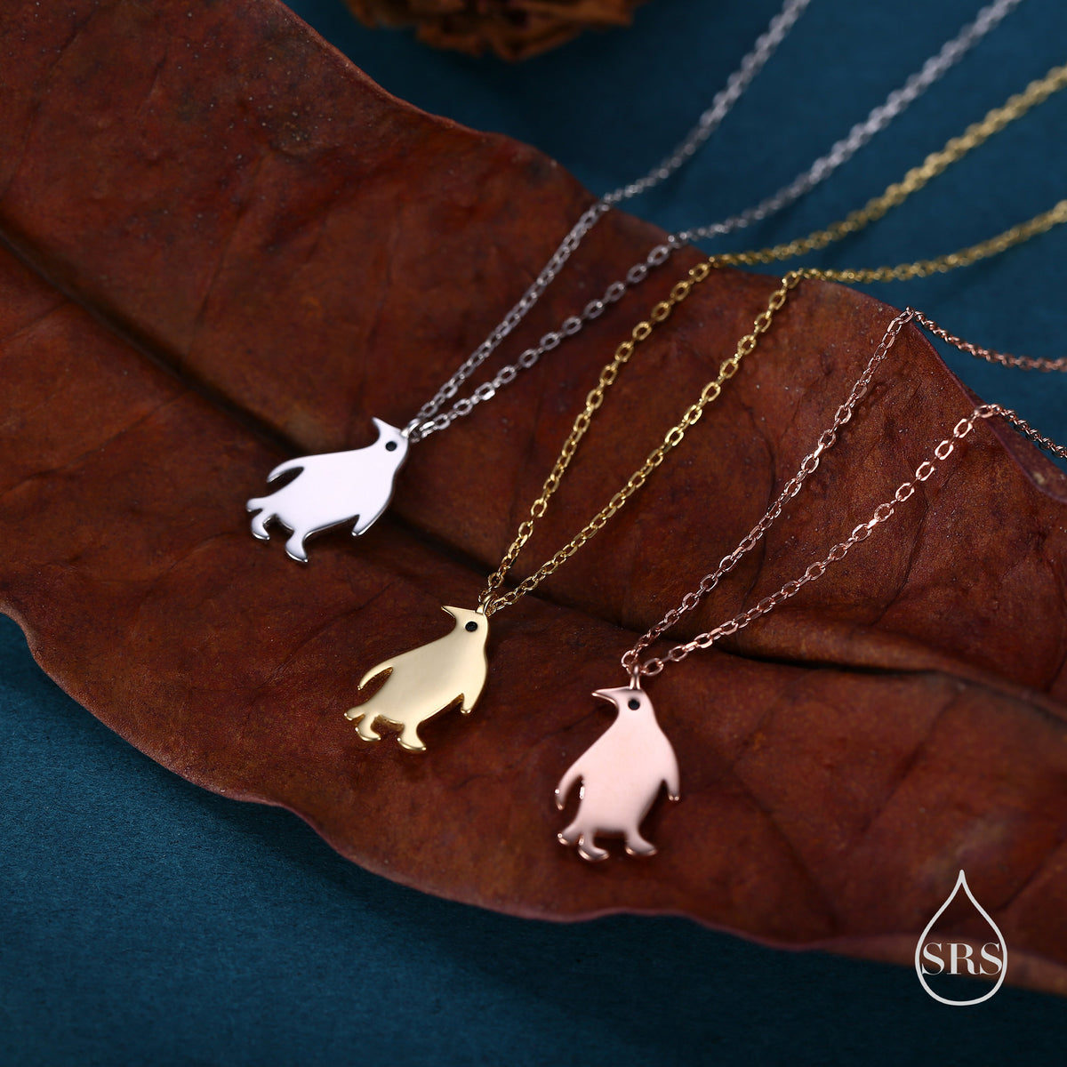 Cute Little Penguin Pendant Necklace in Sterling Silver, Silver or Gold or Rose Gold, Penguin Necklace in Silver, Bird Necklace