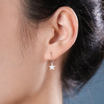 Very Minimalist Star Hoop Earrings in Sterling Silver, Silver, Gold or Rose Gold Finish, Two Sizes Available.