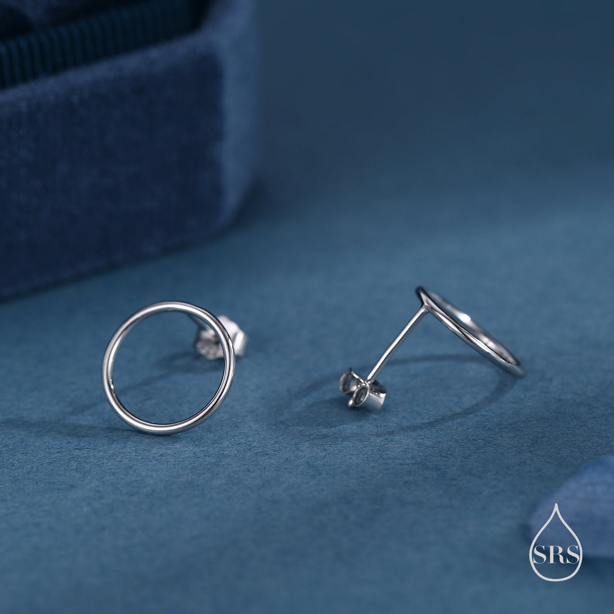 Sterling Silver Minimalist Open Circle Stud Earrings in Sterling Silver - Silver, Gold or Rose Gold Finish, Minimalist Geometric Design